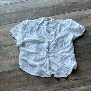 White Button Crop Top